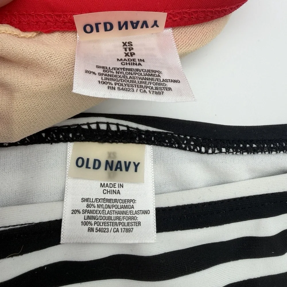 Red Halter Top,‎ Black Stripe Bottom Swimsuit-XS-Beach-Pool-Resort-Retro-NWOT